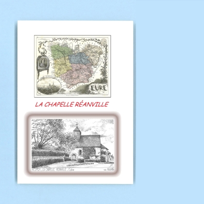 Cartes Postales impression Noir avec dpartement sur la ville de LA CHAPELLE REANVILLE Titre : eglise