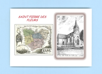 Cartes Postales impression Noir avec dpartement sur la ville de ST PIERRE DES FLEURS Titre : eglise
