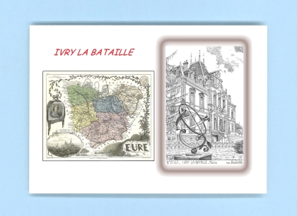 Cartes Postales impression Noir avec dpartement sur la ville de IVRY LA BATAILLE Titre : mairie