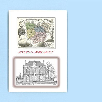 Cartes Postales impression Noir avec dpartement sur la ville de APPEVILLE ANNEBAULT Titre : mairie