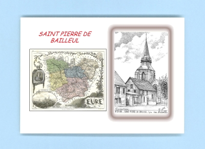 Cartes Postales impression Noir avec dpartement sur la ville de ST PIERRE DE BAILLEUL Titre : eglise