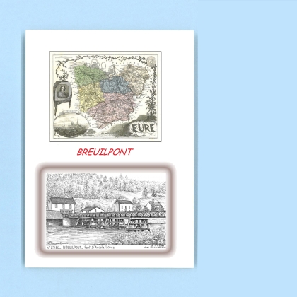 Cartes Postales impression Noir avec dpartement sur la ville de BREUILPONT Titre : pont d arcole lorey