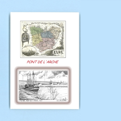 Cartes Postales impression Noir avec dpartement sur la ville de PONT DE L ARCHE Titre : pont