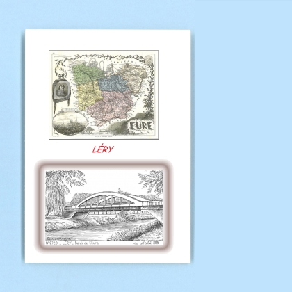 Cartes Postales impression Noir avec dpartement sur la ville de LERY Titre : bords de l eure