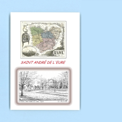 Cartes Postales impression Noir avec dpartement sur la ville de ST ANDRE DE L EURE Titre : square