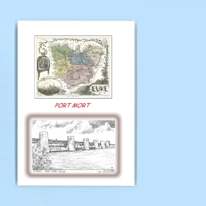 Cartes Postales impression Noir avec dpartement sur la ville de PORT MORT Titre : barrage