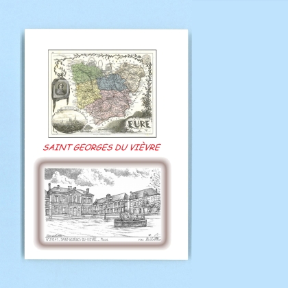 Cartes Postales impression Noir avec dpartement sur la ville de ST GEORGES DU VIEVRE Titre : place