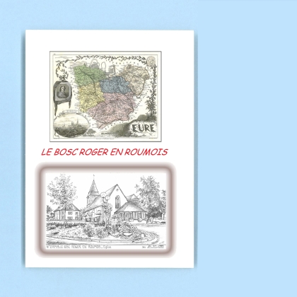 Cartes Postales impression Noir avec dpartement sur la ville de LE BOSC ROGER EN ROUMOIS Titre : eglise
