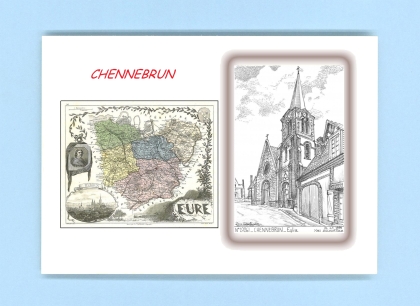 Cartes Postales impression Noir avec dpartement sur la ville de CHENNEBRUN Titre : eglise