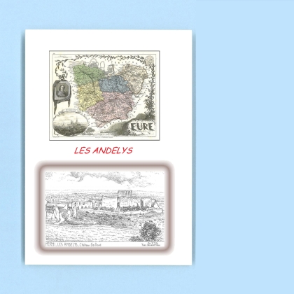 Cartes Postales impression Noir avec dpartement sur la ville de LES ANDELYS Titre : chateau gaillard