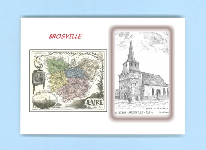 Cartes Postales impression Noir avec dpartement sur la ville de BROSVILLE Titre : eglise