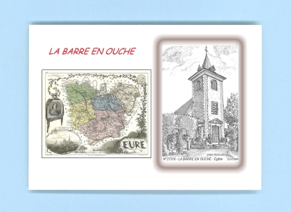 Cartes Postales impression Noir avec dpartement sur la ville de LA BARRE EN OUCHE Titre : eglise