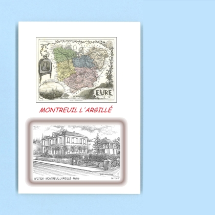 Cartes Postales impression Noir avec dpartement sur la ville de MONTREUIL L ARGILLE Titre : mairie