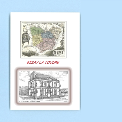 Cartes Postales impression Noir avec dpartement sur la ville de GISAY LA COUDRE Titre : mairie