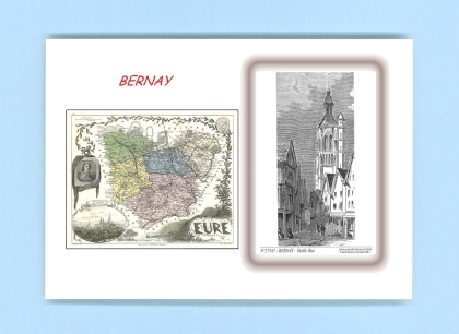 Cartes Postales impression Noir avec dpartement sur la ville de BERNAY Titre : vieille rue