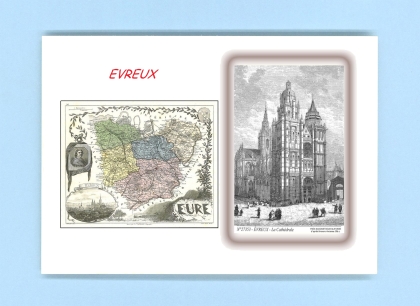 Cartes Postales impression Noir avec dpartement sur la ville de EVREUX Titre : la cathedrale