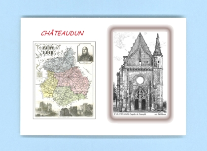 Cartes Postales impression Noir avec dpartement sur la ville de CHATEAUDUN Titre : chapelle de champde