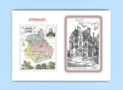 Cartes Postales impression Noir avec dpartement sur la ville de EPERNON Titre : chateau des tourelles