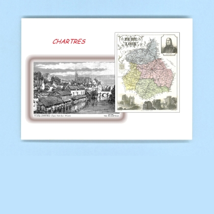 Cartes Postales impression Noir avec dpartement sur la ville de CHARTRES Titre : vue