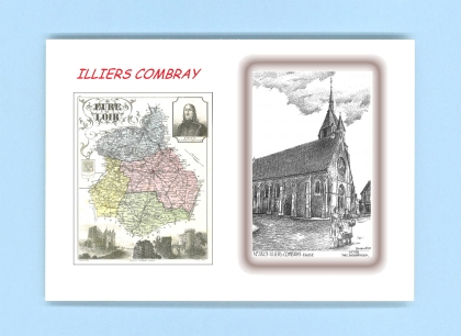 Cartes Postales impression Noir avec dpartement sur la ville de ILLIERS COMBRAY Titre : eglise