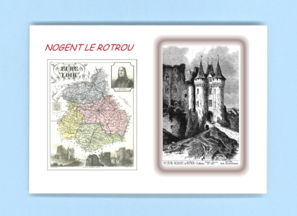 Cartes Postales impression Noir avec dpartement sur la ville de NOGENT LE ROTROU Titre : chateau