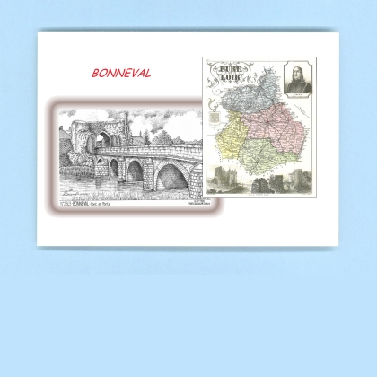 Cartes Postales impression Noir avec dpartement sur la ville de BONNEVAL Titre : pont et porte