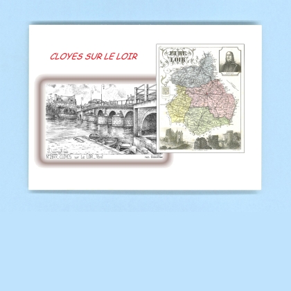 Cartes Postales impression Noir avec dpartement sur la ville de CLOYES SUR LE LOIR Titre : pont