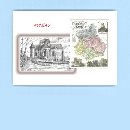 Cartes Postales impression Noir avec dpartement sur la ville de AUNEAU Titre : eglise st remy