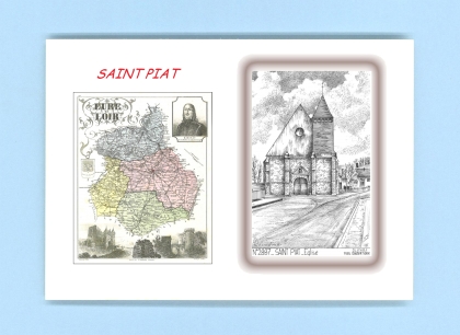 Cartes Postales impression Noir avec dpartement sur la ville de ST PIAT Titre : eglise