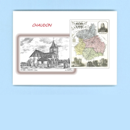 Cartes Postales impression Noir avec dpartement sur la ville de CHAUDON Titre : eglise