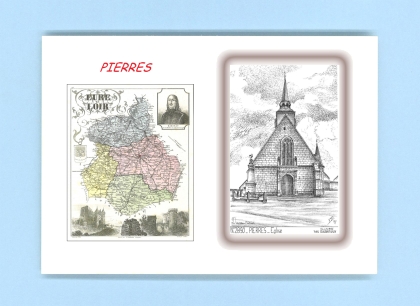 Cartes Postales impression Noir avec dpartement sur la ville de PIERRES Titre : eglise