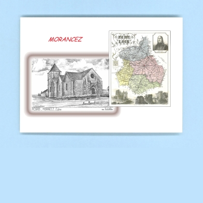 Cartes Postales impression Noir avec dpartement sur la ville de MORANCEZ Titre : eglise