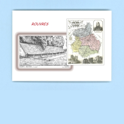 Cartes Postales impression Noir avec dpartement sur la ville de ROUVRES Titre : lavoir