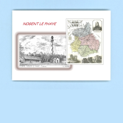 Cartes Postales impression Noir avec dpartement sur la ville de NOGENT LE PHAYE Titre : eolienne