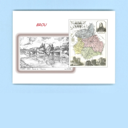 Cartes Postales impression Noir avec dpartement sur la ville de BROU Titre : bords de l ozanne