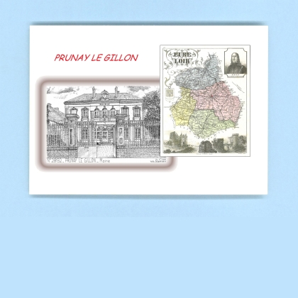 Cartes Postales impression Noir avec dpartement sur la ville de PRUNAY LE GILLON Titre : mairie