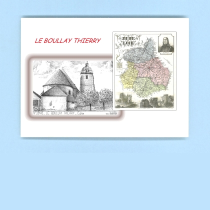 Cartes Postales impression Noir avec dpartement sur la ville de LE BOULLAY THIERRY Titre : eglise