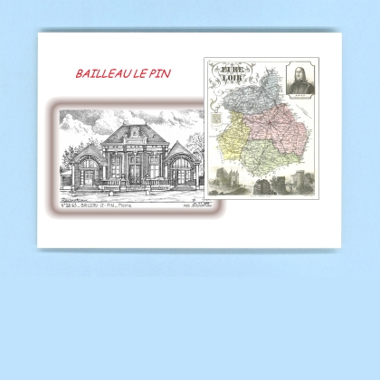 Cartes Postales impression Noir avec dpartement sur la ville de BAILLEAU LE PIN Titre : mairie