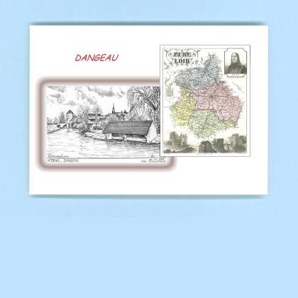 Cartes Postales impression Noir avec dpartement sur la ville de DANGEAU Titre : vue