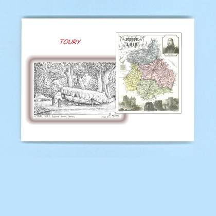 Cartes Postales impression Noir avec dpartement sur la ville de TOURY Titre : square henri monteil