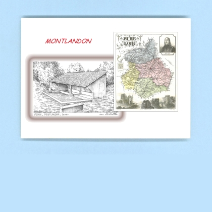Cartes Postales impression Noir avec dpartement sur la ville de MONTLANDON Titre : lavoir
