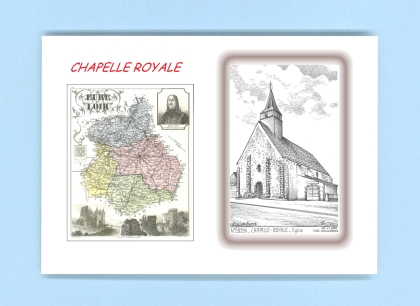 Cartes Postales impression Noir avec dpartement sur la ville de CHAPELLE ROYALE Titre : eglise