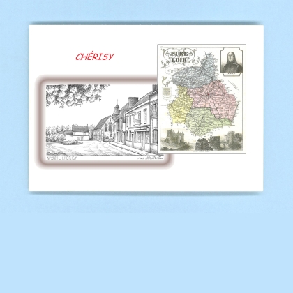 Cartes Postales impression Noir avec dpartement sur la ville de CHERISY Titre : vue