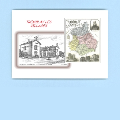 Cartes Postales impression Noir avec dpartement sur la ville de TREMBLAY LES VILLAGES Titre : mairie