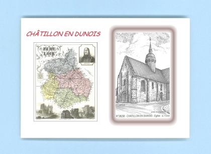 Cartes Postales impression Noir avec dpartement sur la ville de CHATILLON EN DUNOIS Titre : eglise