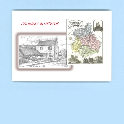 Cartes Postales impression Noir avec dpartement sur la ville de COUDRAY AU PERCHE Titre : mairie