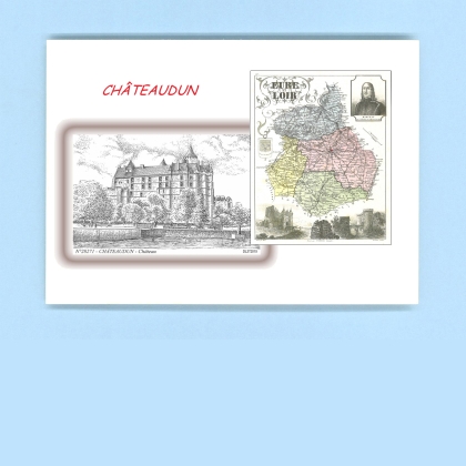 Cartes Postales impression Noir avec dpartement sur la ville de CHATEAUDUN Titre : chateau