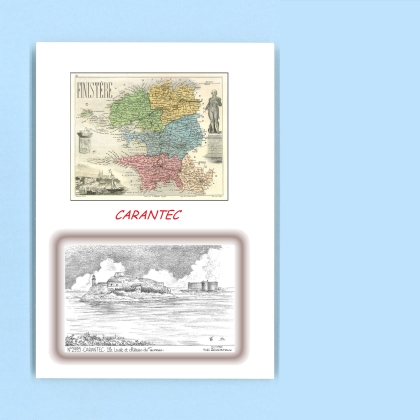 Cartes Postales impression Noir avec dpartement sur la ville de CARANTEC Titre : ile louet et chateau du taurea