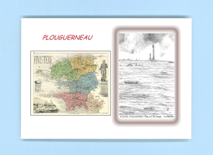 Cartes Postales impression Noir avec dpartement sur la ville de PLOUGUERNEAU Titre : phare de l ile vierge