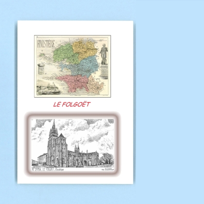 Cartes Postales impression Noir avec dpartement sur la ville de LE FOLGOET Titre : basilique